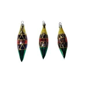 Vintage Red Teardrop Glass Christmas Ornaments with Glitter